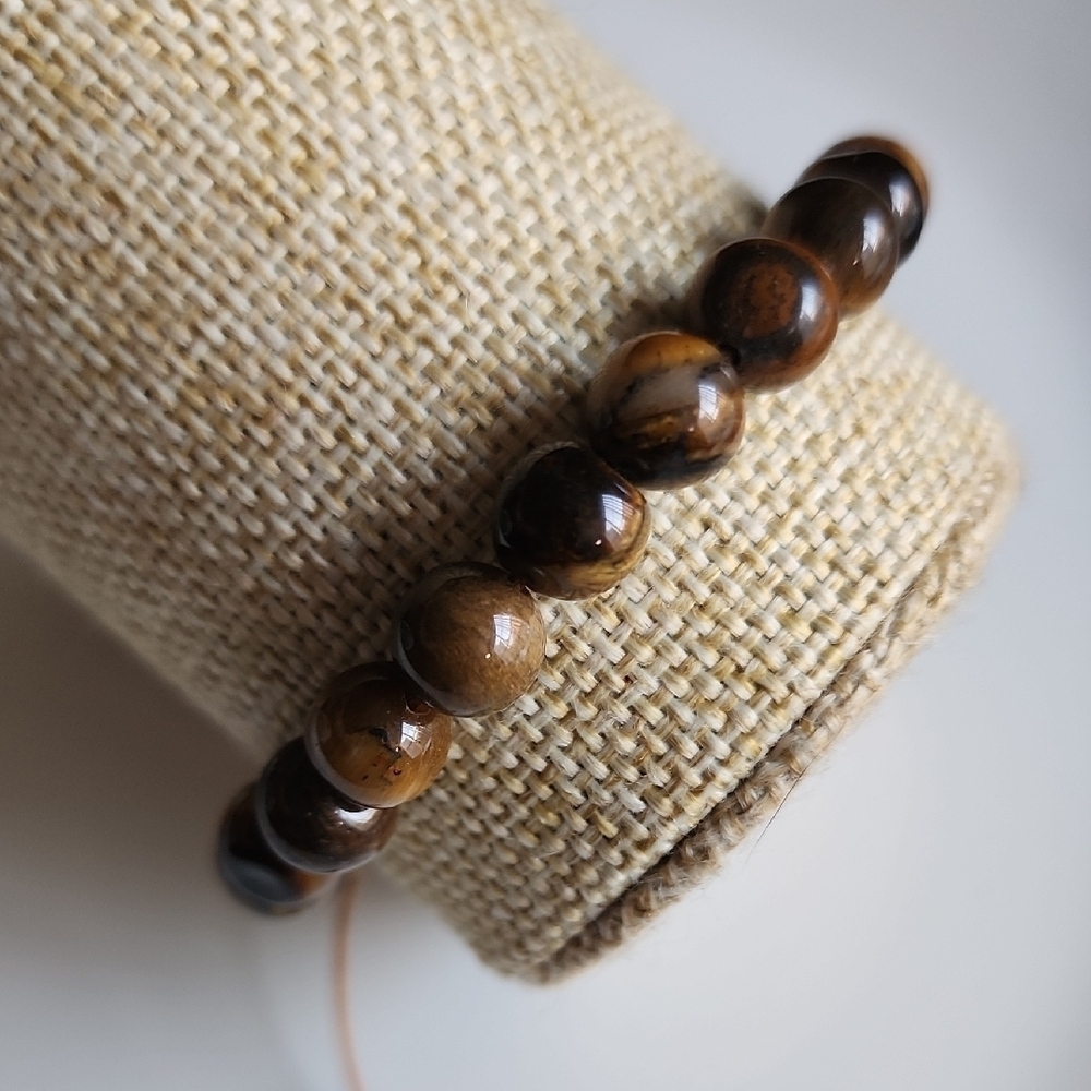 Tiger Eye Beaded Bracelet Unisex - Picture 4 of 7